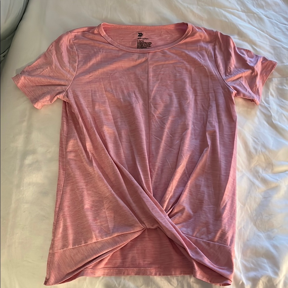 All in Motion Pink Tie Front Short Sleeve T-Shirt